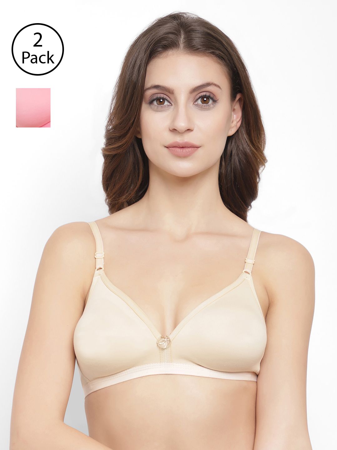 Floret Pack Of 2 Solid Non-Wired Non Padded T-shirt Bra T3058-picture-15