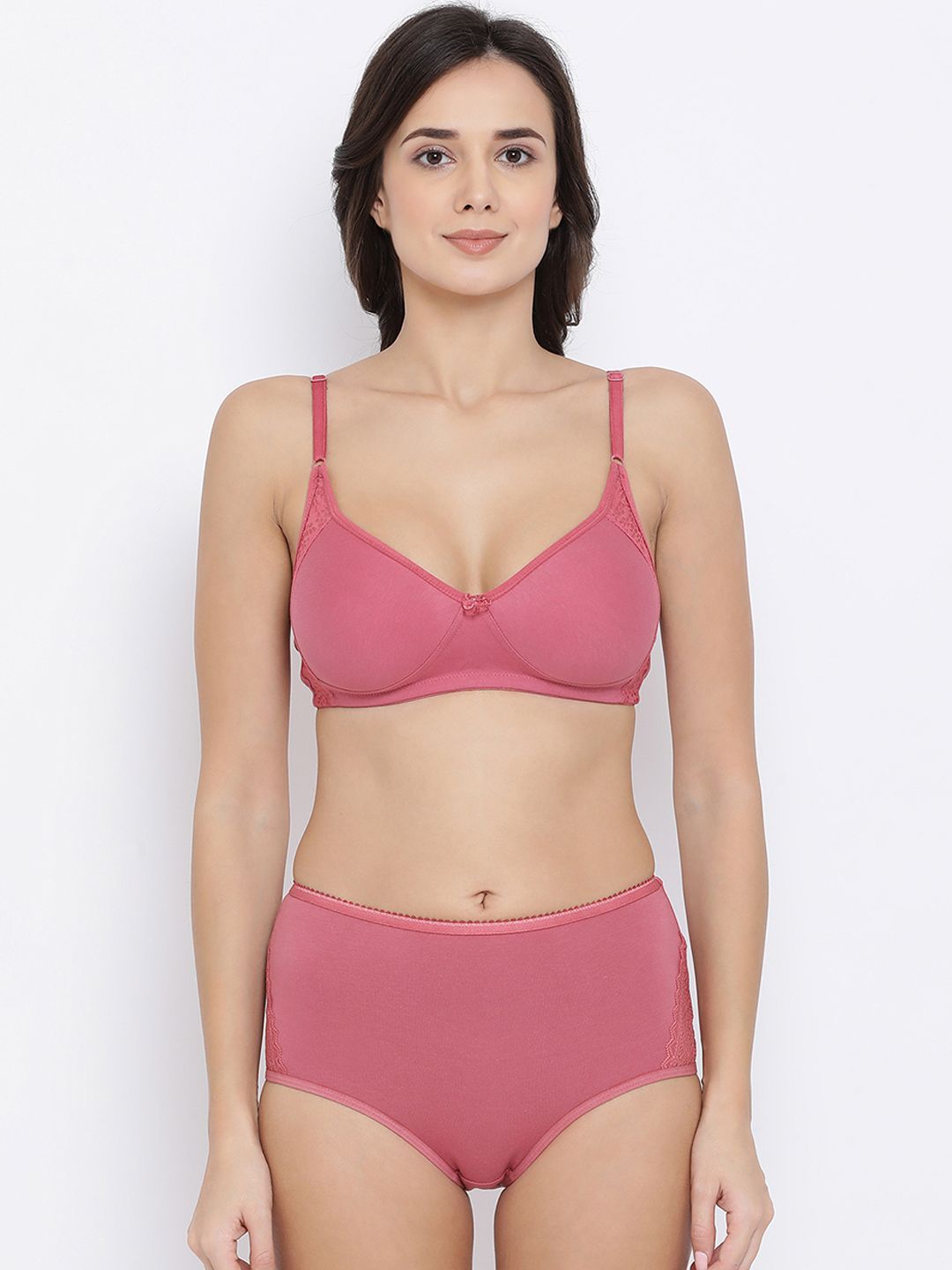 Clovia Women Pink Solid Lingerie Set COMBP1032-picture-35