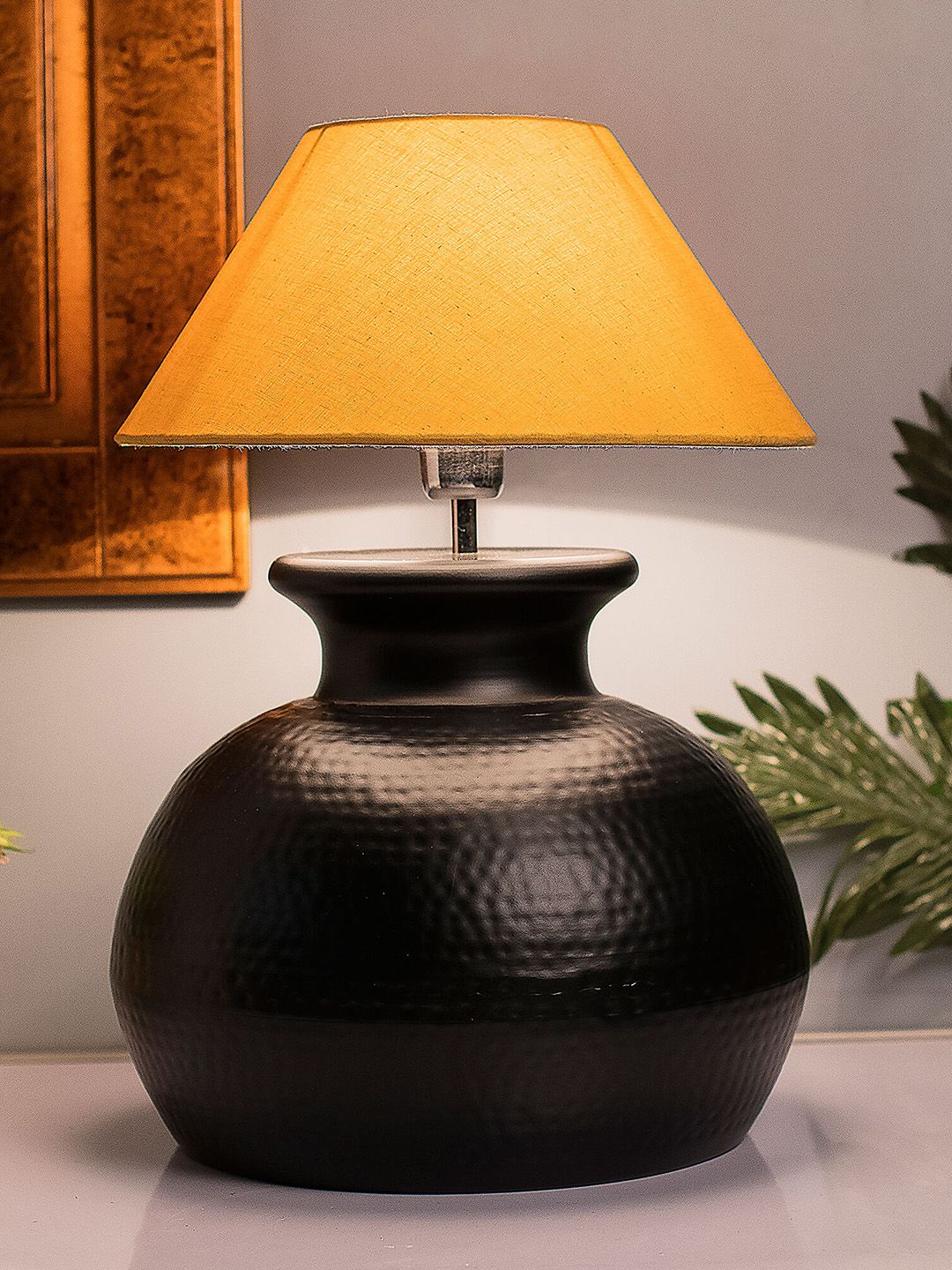 Homesake Black & Beige Solid Bedside Standard Table Lamp with Shade-picture-32