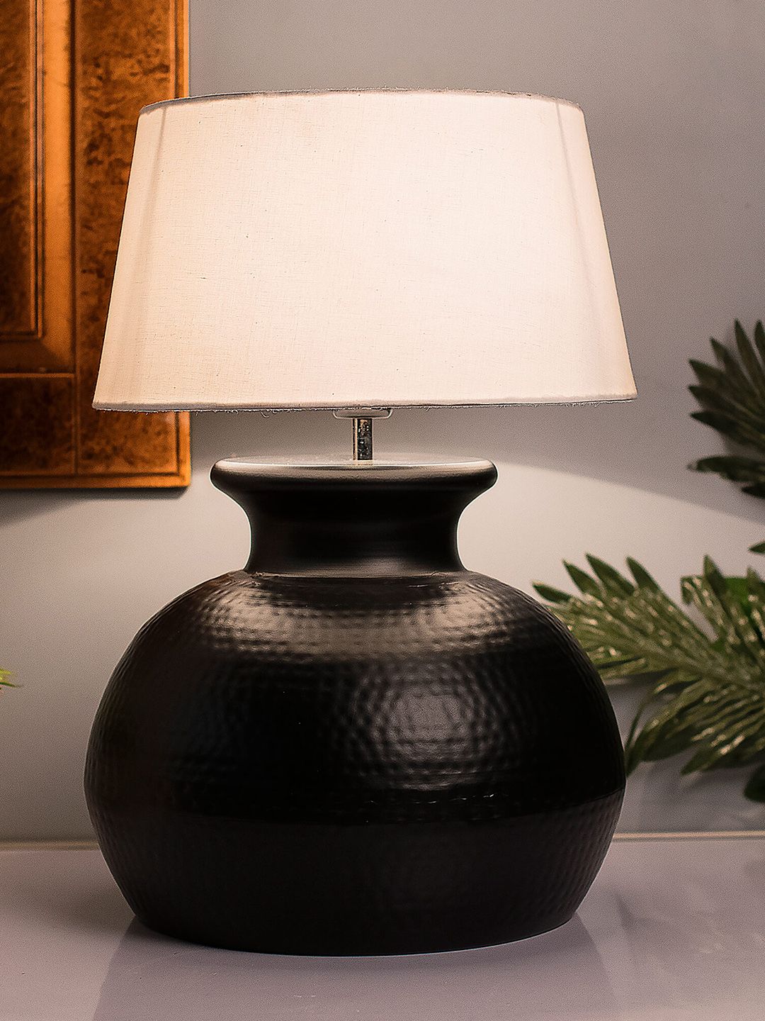 Homesake Black & White Solid Handcrafted Table Lamp with Shade-picture-31