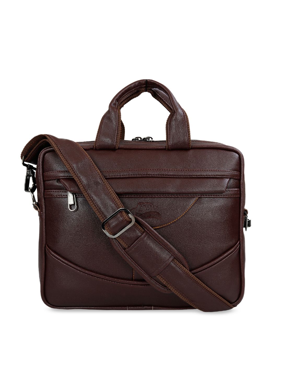 Leather World Unisex Brown Solid Laptop Bag-picture-31