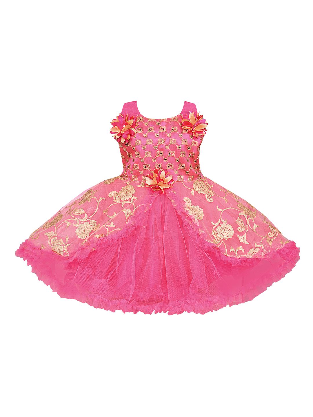 Wish Karo Girls Pink Embellished Fit and Flare Dress-picture-33