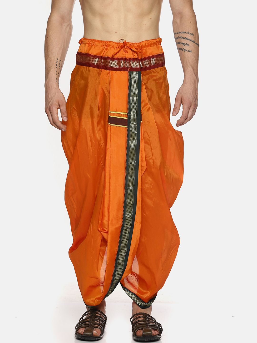 Sethukrishna Men Orange Solid Readymade Dhoti Pants-picture-20