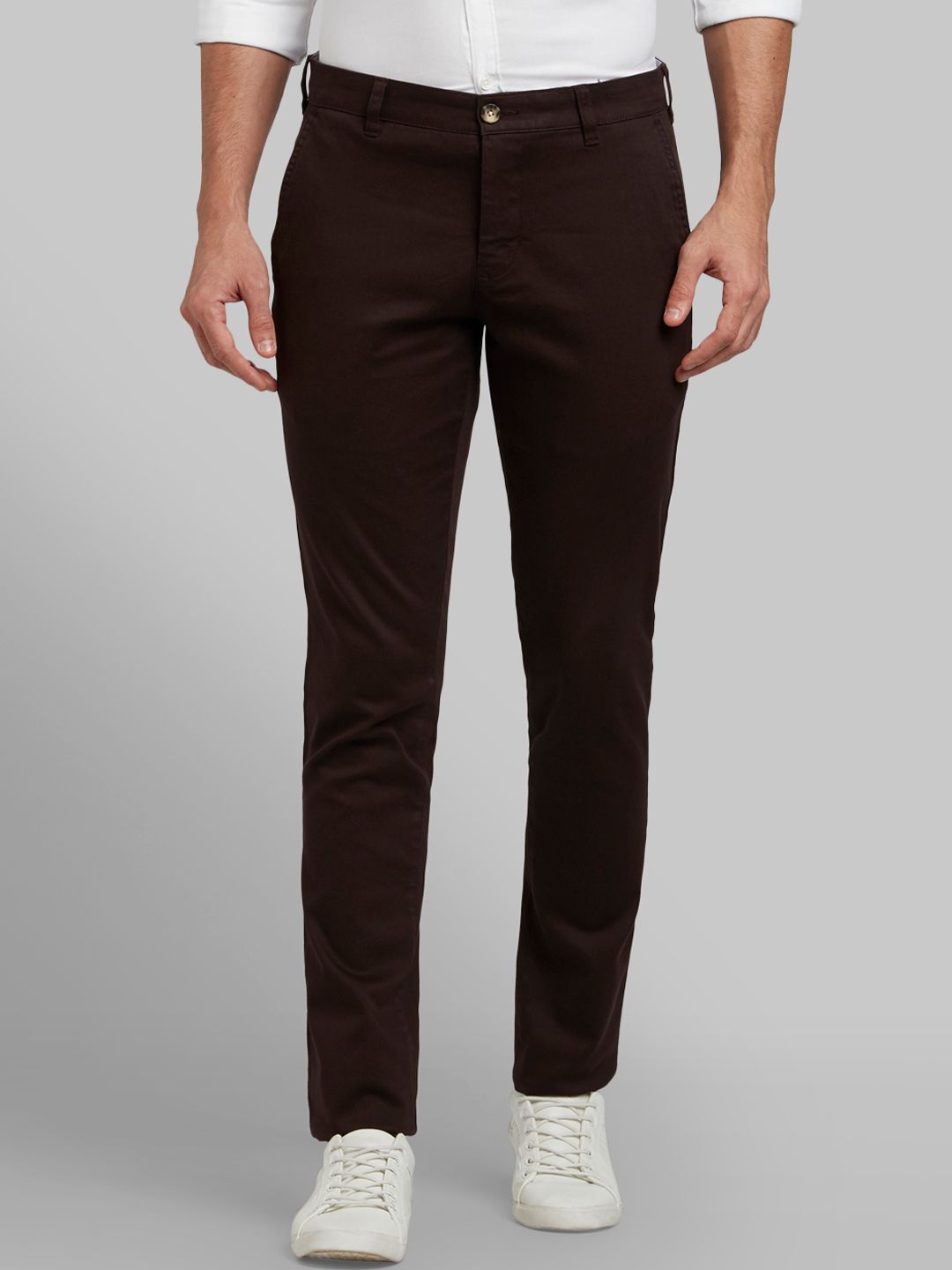 Parx Men Brown Tapered Fit Solid Regular Trousers view 1