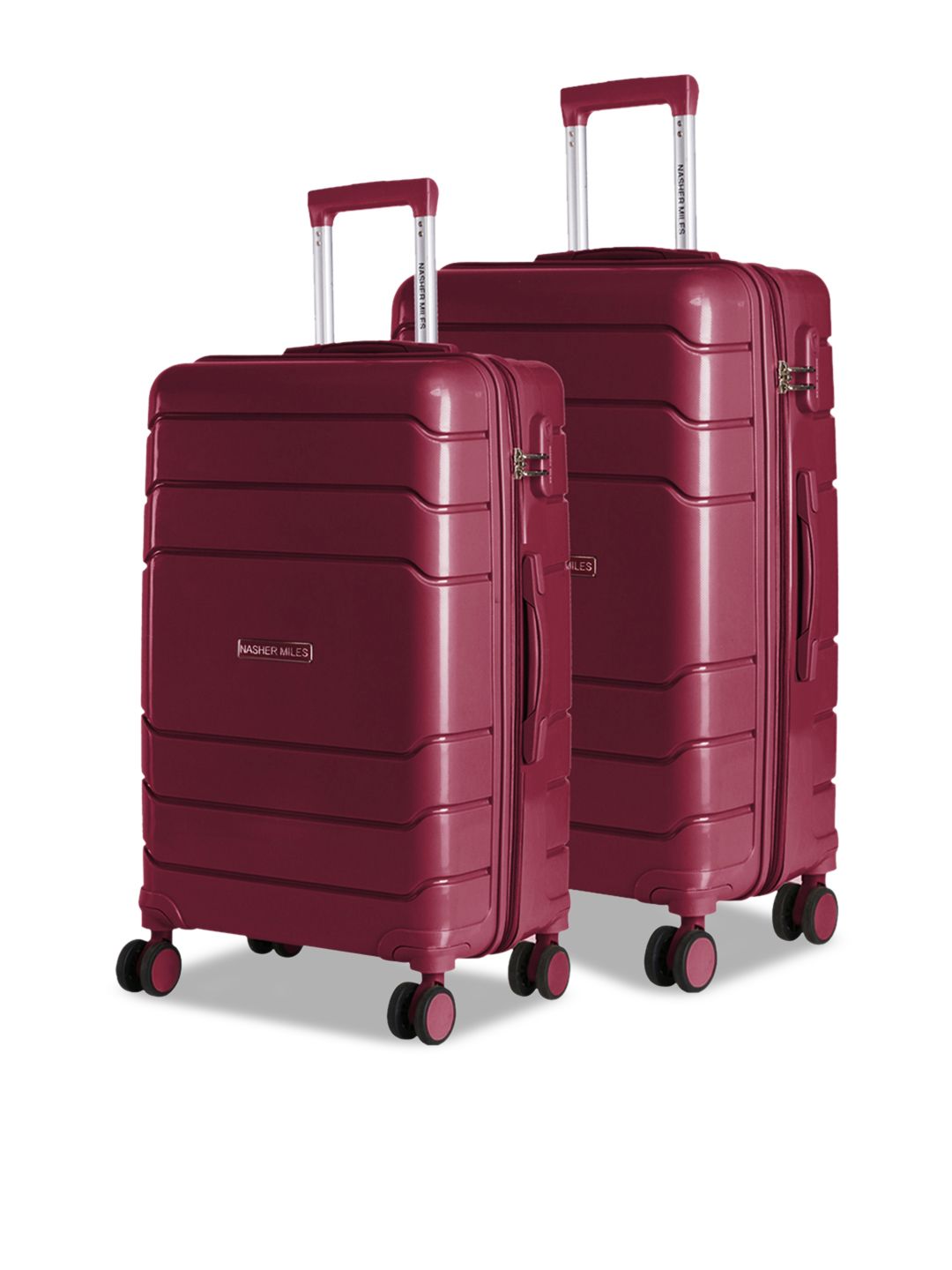 Nasher Miles Unisex Set of 2 Maroon Hard-Sided Trolley Bags-image-43