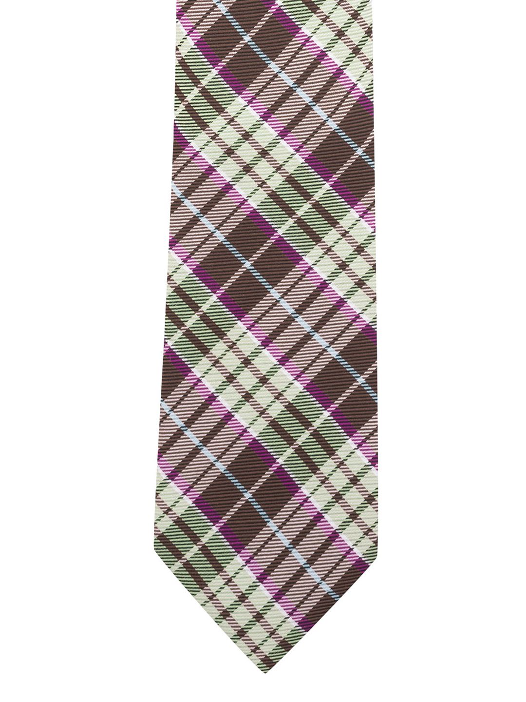 The Tie Hub Brown & Green Checked Broad Tie-picture-19