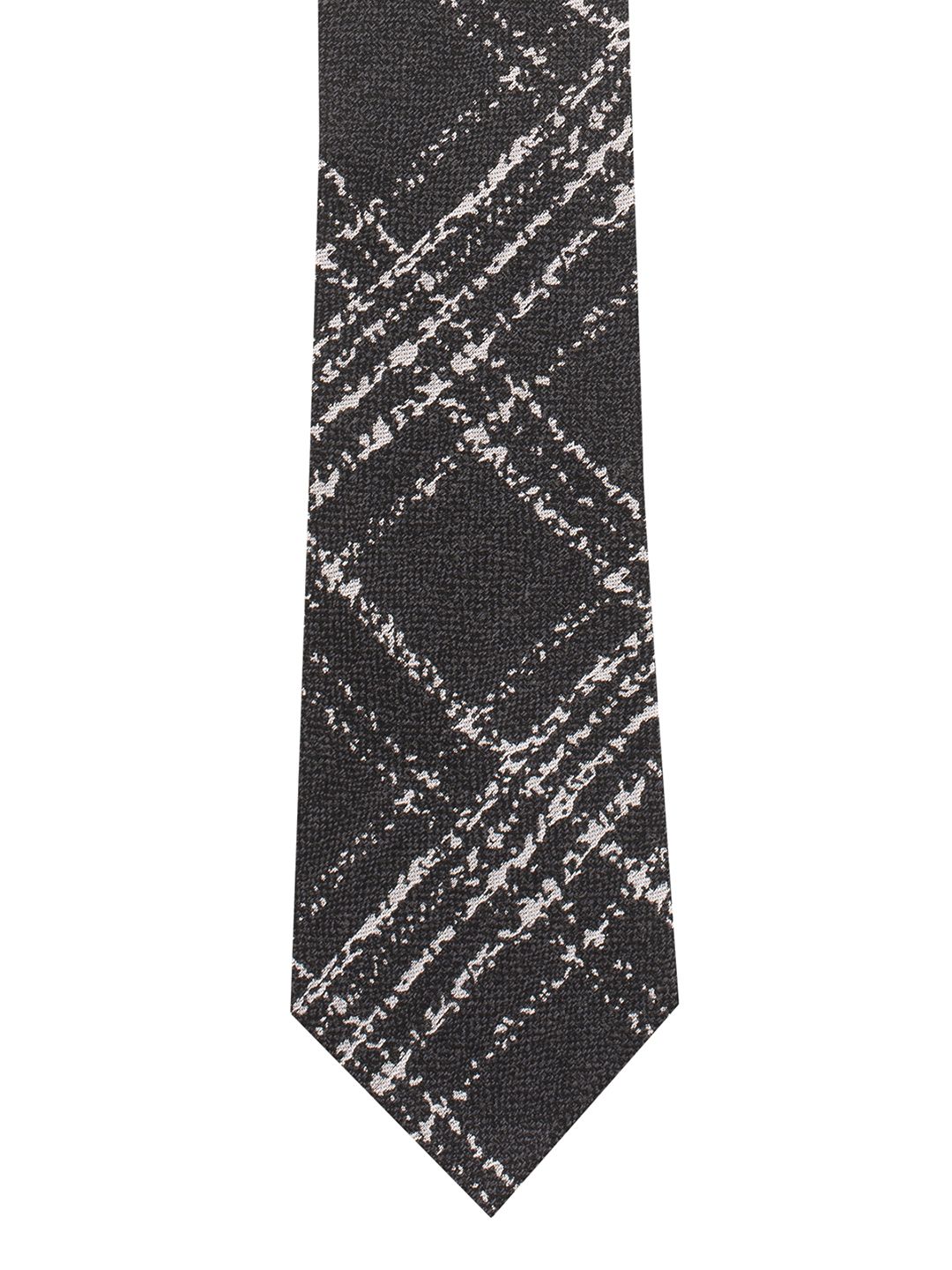 The Tie Hub Black & Grey Checked Silk Broad Tie-image-27