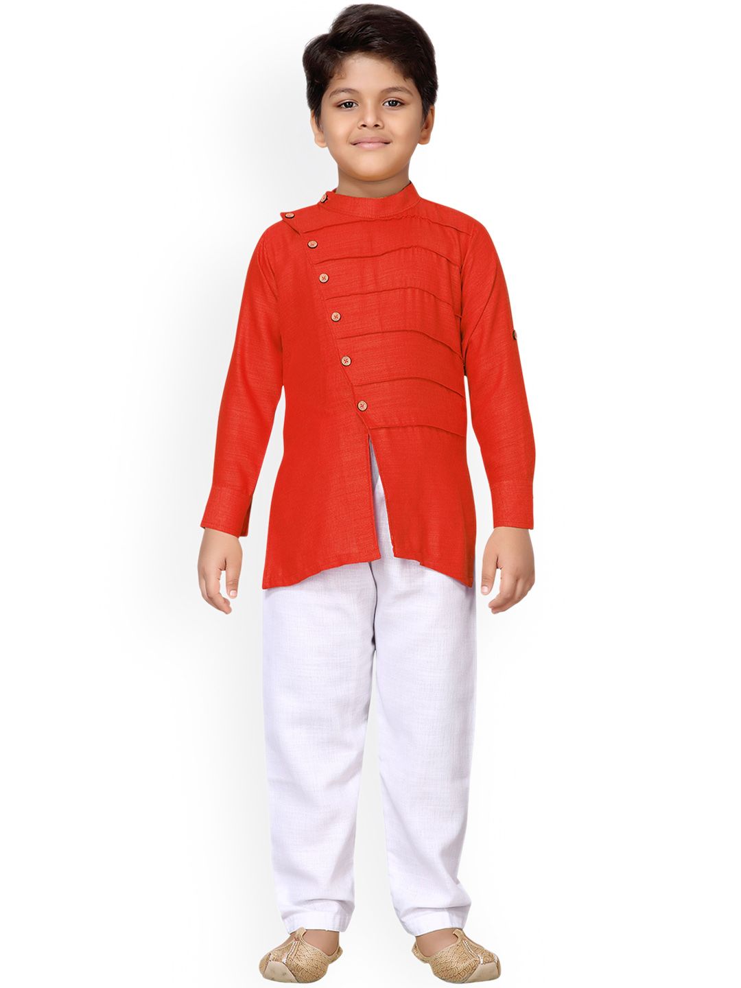 Aj DEZInES Boys Orange & White Solid Kurta with Pyjamas-picture-31