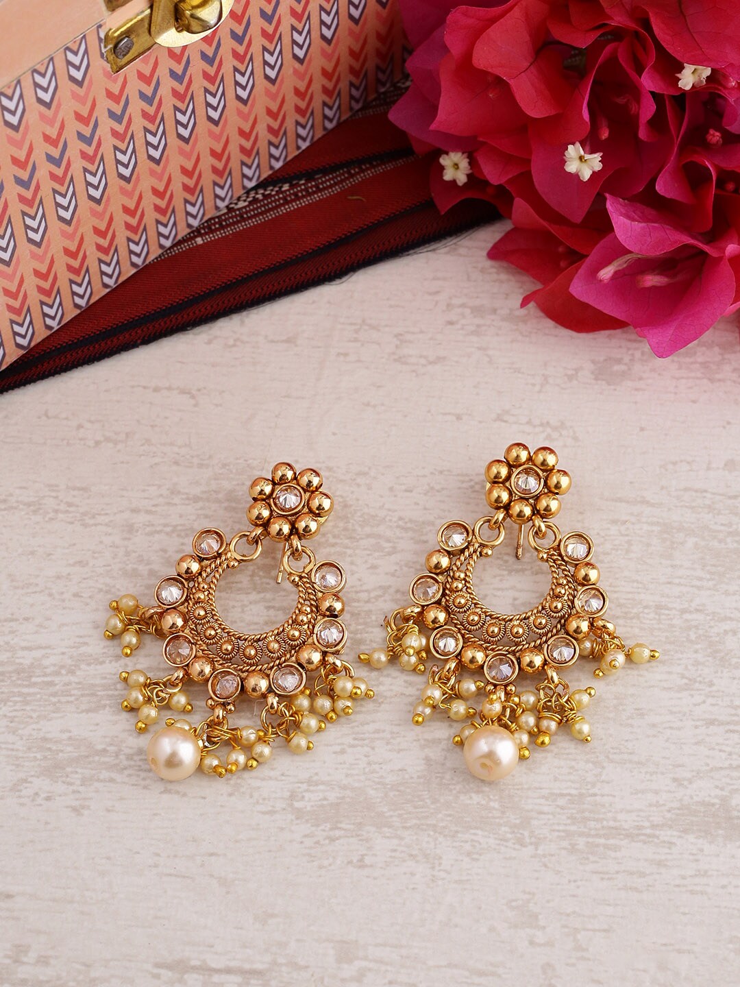 Voylla Gold-Toned Handcrafted Classic Drop Earrings