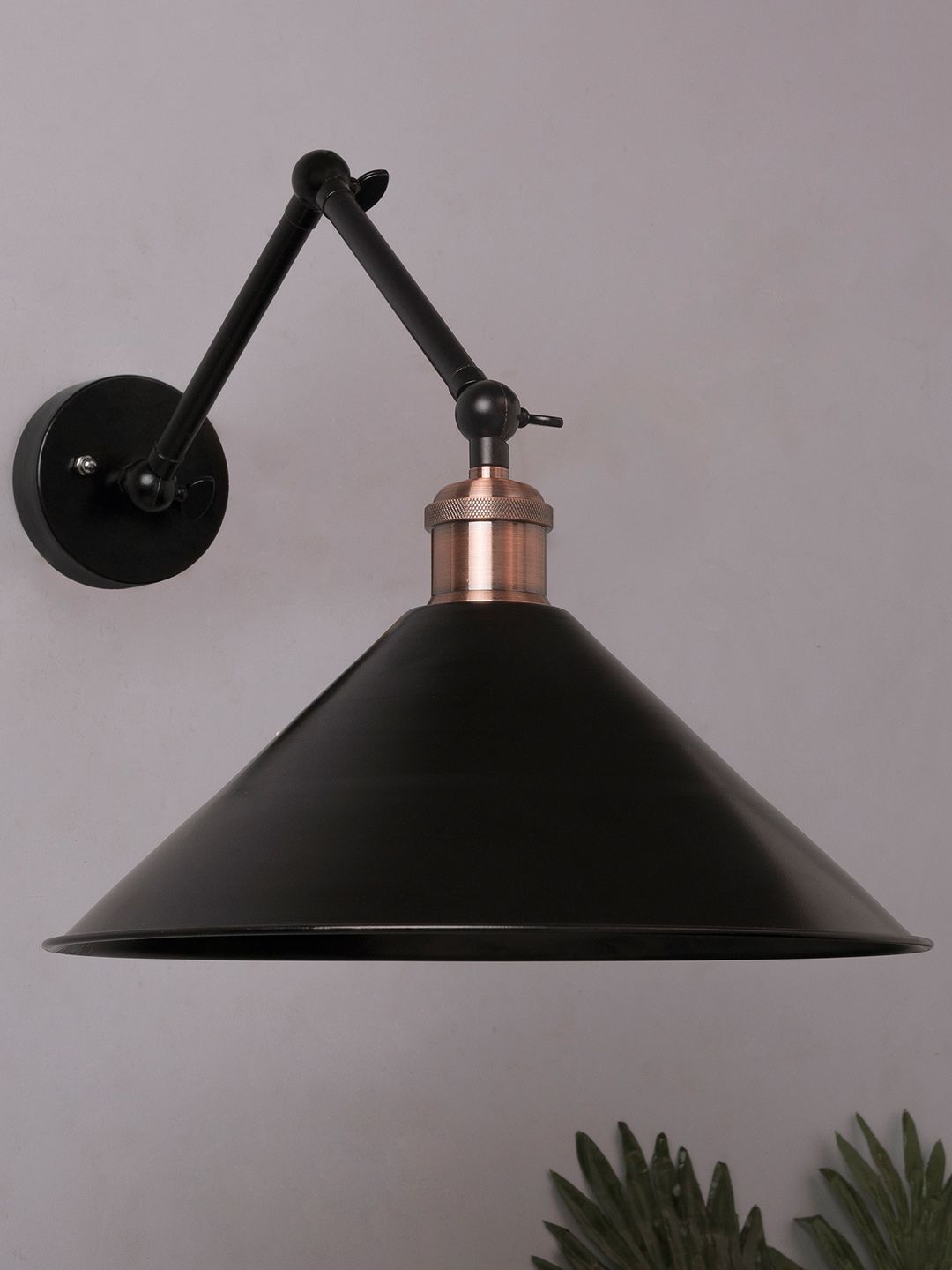 Homesake Black Solid Handcrafted Barn Cone Swing Arm Light-picture-28