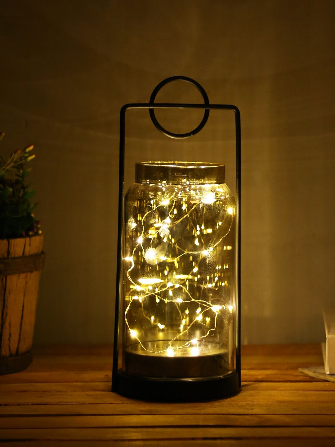 TAYHAA Black Typographic Wrought Iron Frame with LED Lights Table Lamp-image-23