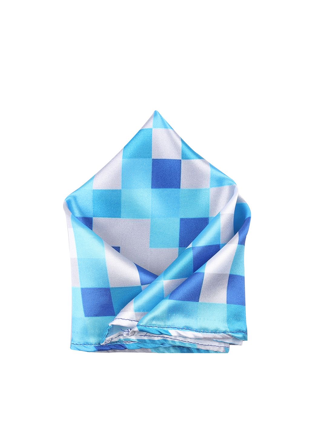 Blacksmith Men Blue & Grey Checked Pocket Square-image-37