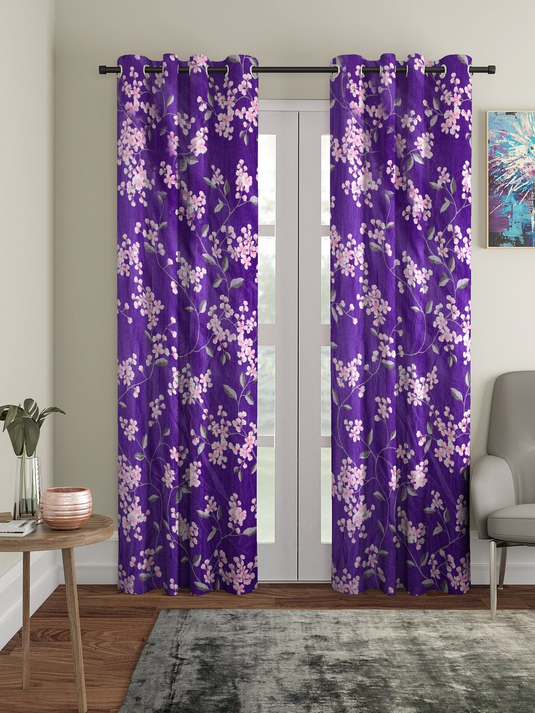 Cortina Set of 2 Floral Printed Door Curtains-image-30