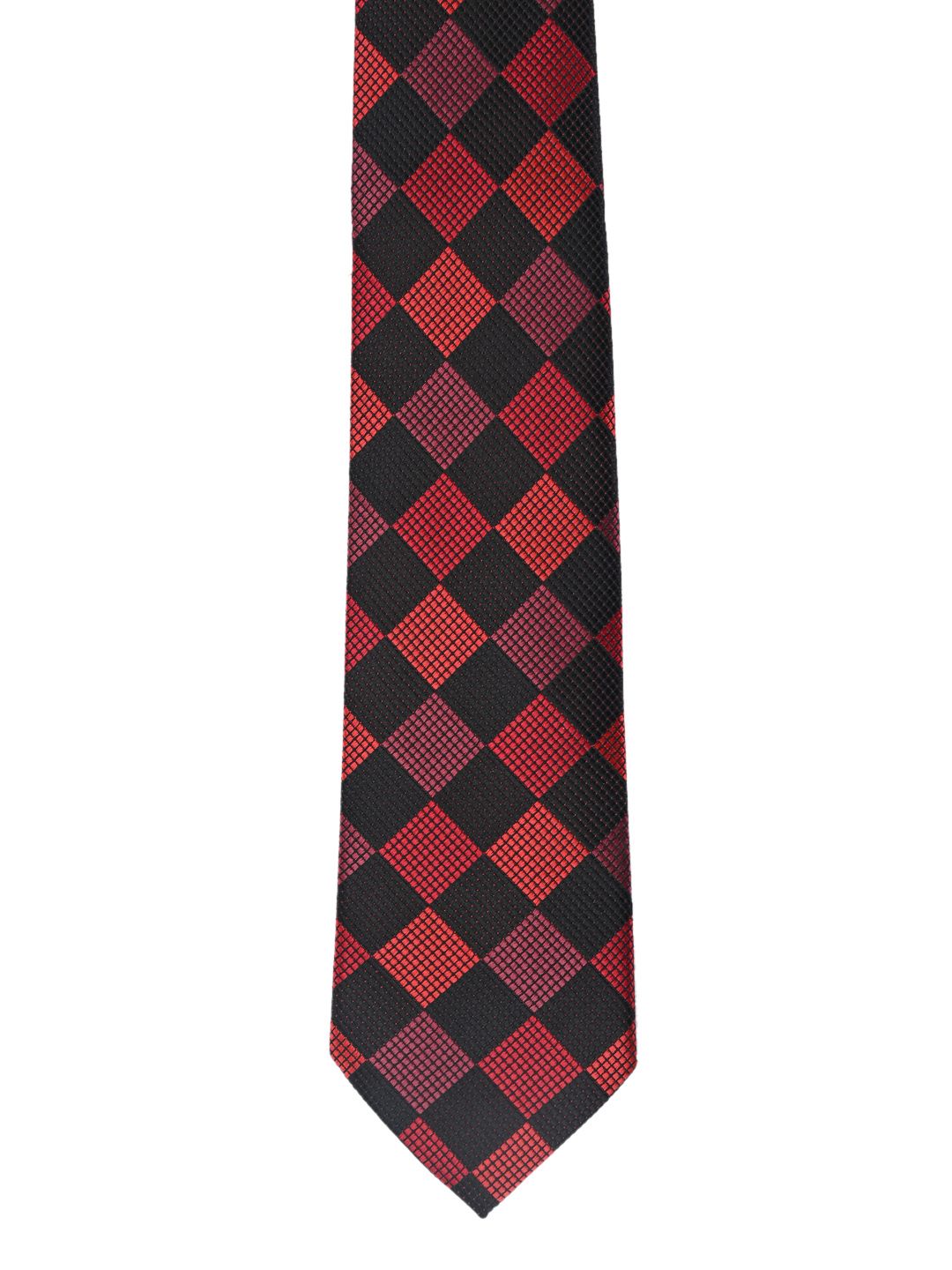 Calvadoss Red & Black Checked Broad Tie-picture-10