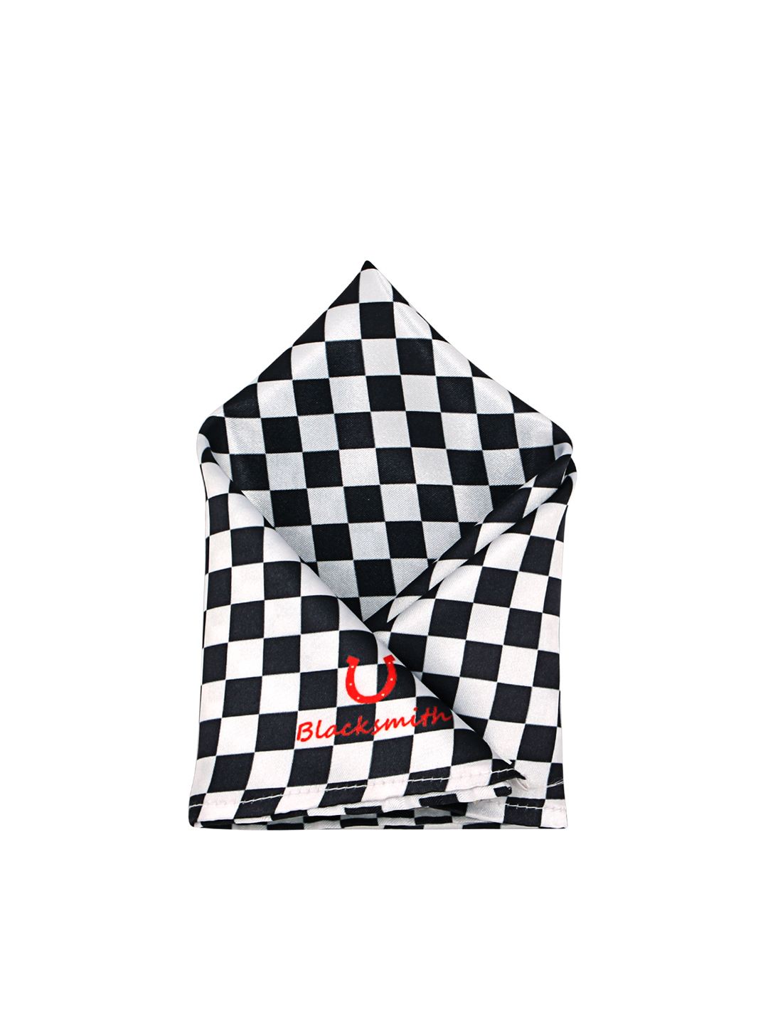 Blacksmith Men Black & White Checked Pocket Square-picture-12