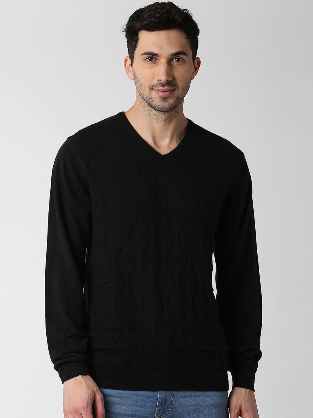 Peter England Casuals Men Black Solid Pullover Sweater-picture-13