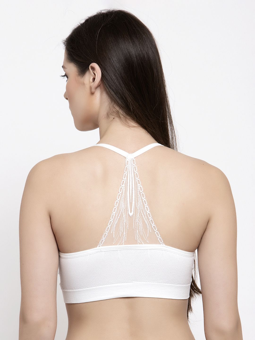 Laceandme White Solid Non-Wired Lightly Padded Bralette Bra 3005-picture-32