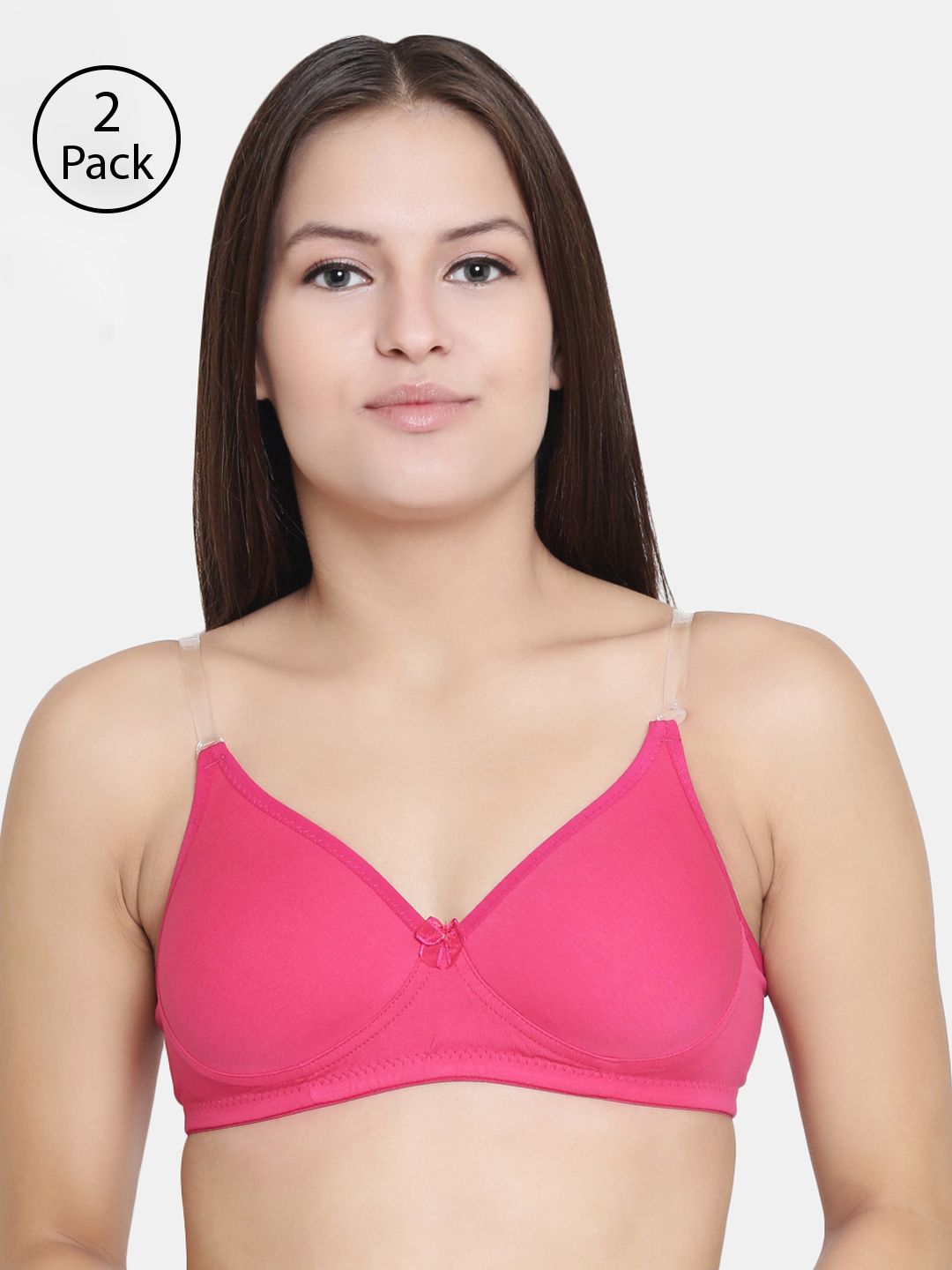 Floret Magenta Pack Of 2 Solid Non-Wired Lightly Padded T-shirt Bra-picture-18