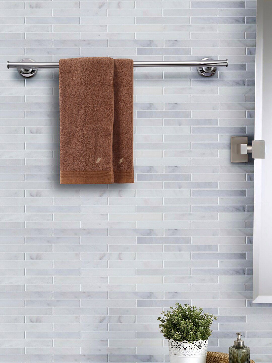 MASPAR Set Of 2 Brown 550 GSM Hand Towels-image-14