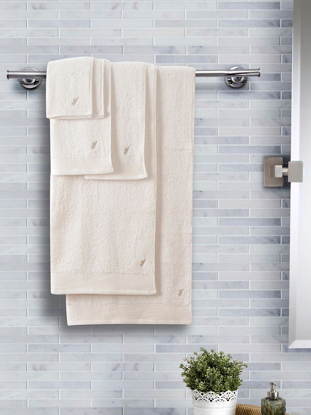 MASPAR Unisex Set Of 6 Beige Solid 550 GSM Towels-picture-54