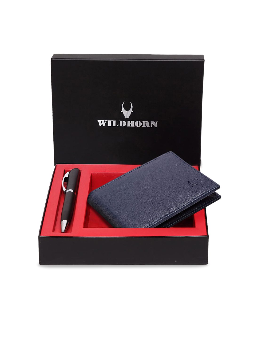 WildHorn Men Blue & Black RFID Protected Genuine Leather Accessory Gift Set-picture-25