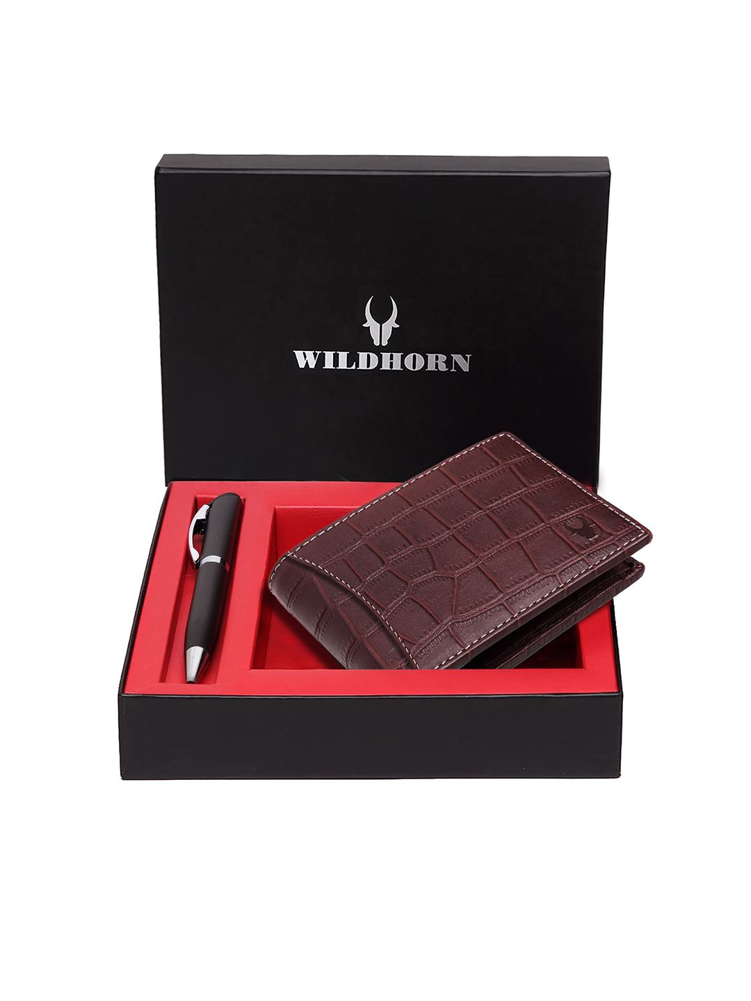 WildHorn Men Brown & Black RFID Protected Genuine Leather Accessory Gift Set-image-41
