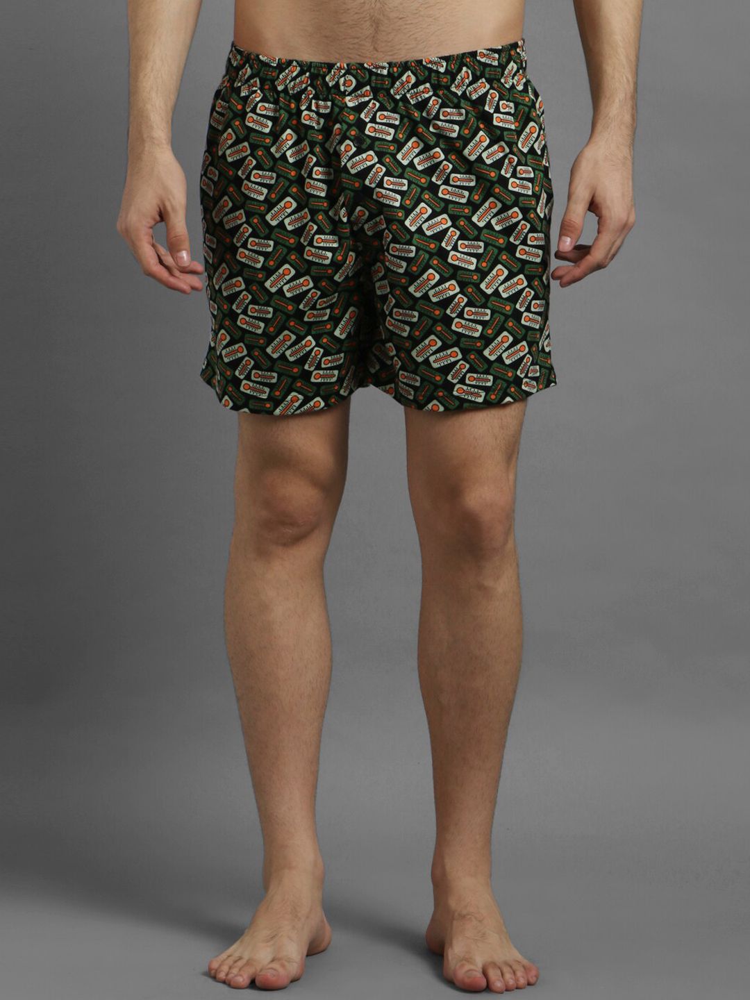 Kotty Men Black & Green Printed Boxers-picture-30
