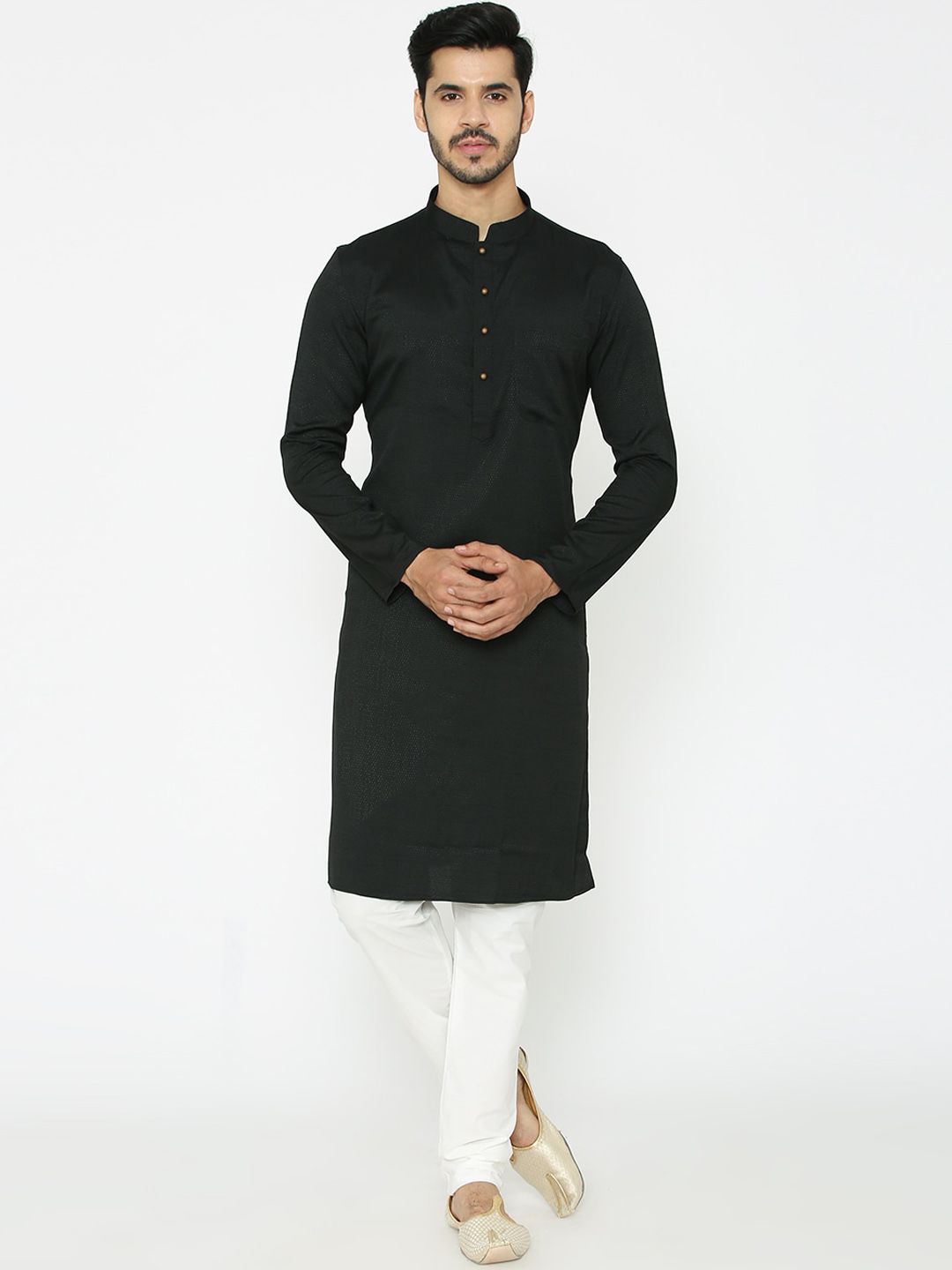 Manyavar Men Black Solid Kurta - Price History