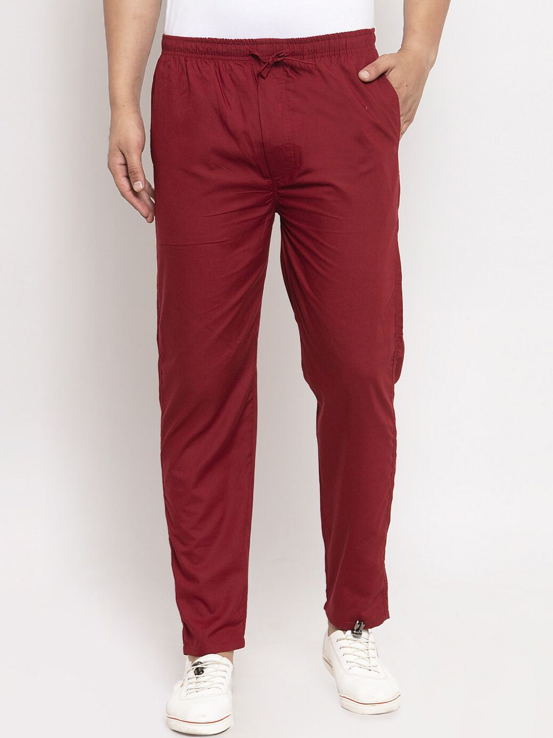 JAINISH Men Maroon Solid Lounge Pants-picture-17