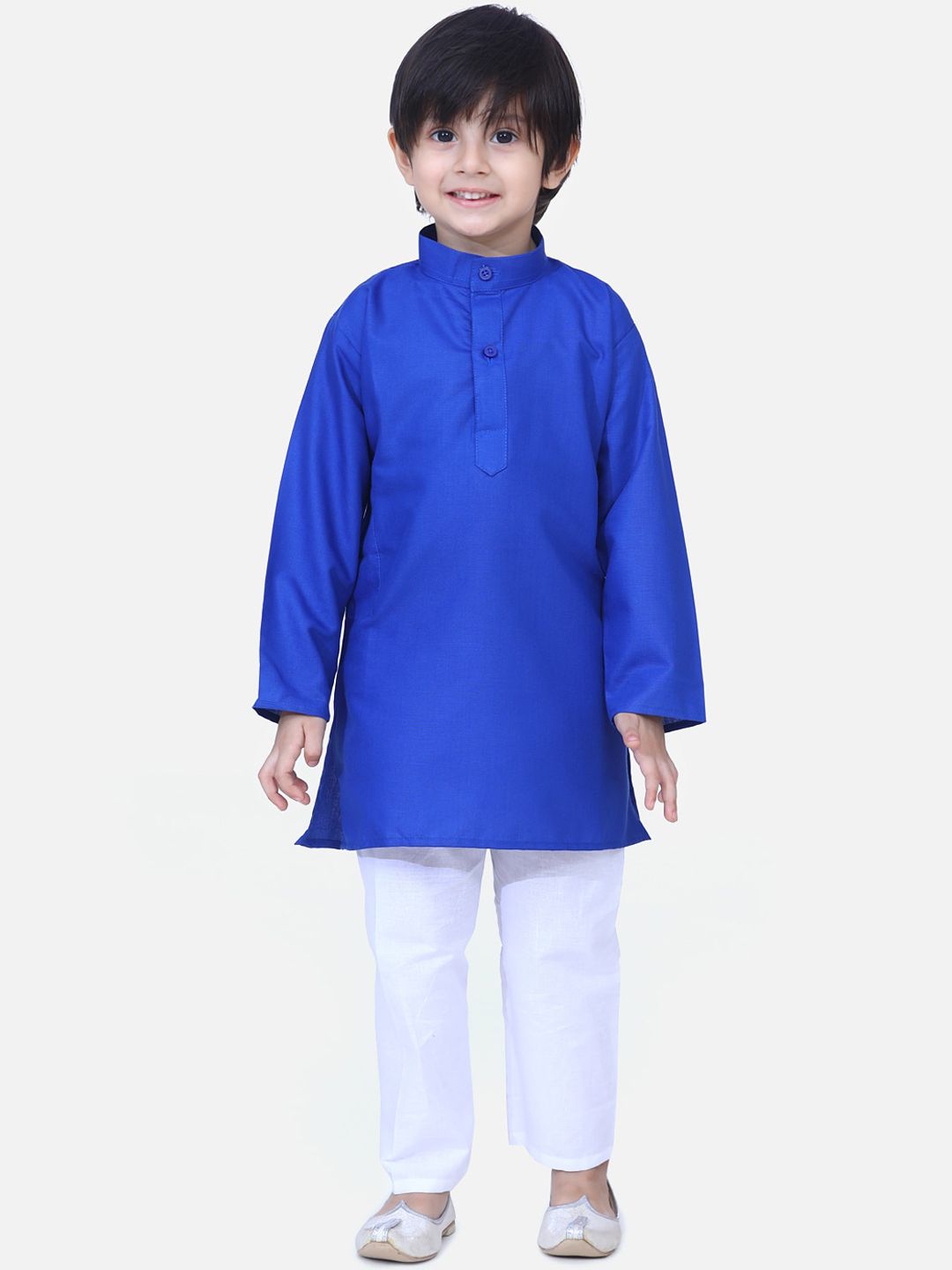 BownBee Boys Blue & White Solid Kurta with Pyjamas-image-32
