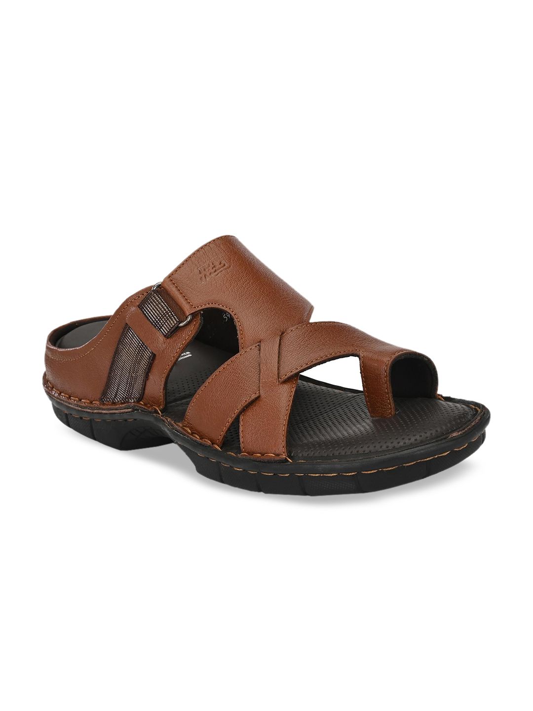 Hitz Men Tan Brown Leather Comfort Sandals-image-21