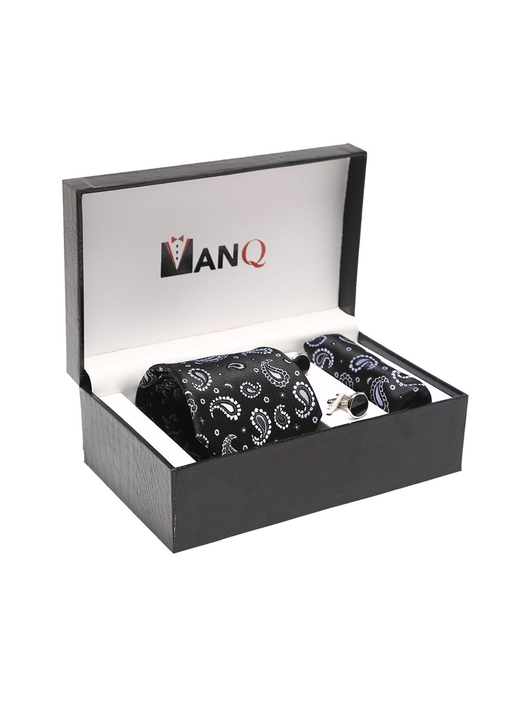 MANQ Men Black & White Paisley Accessory Gift Set-picture-13