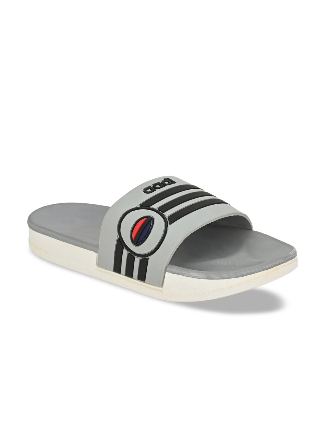 aadi Men Grey & Black Solid Sliders-picture-40