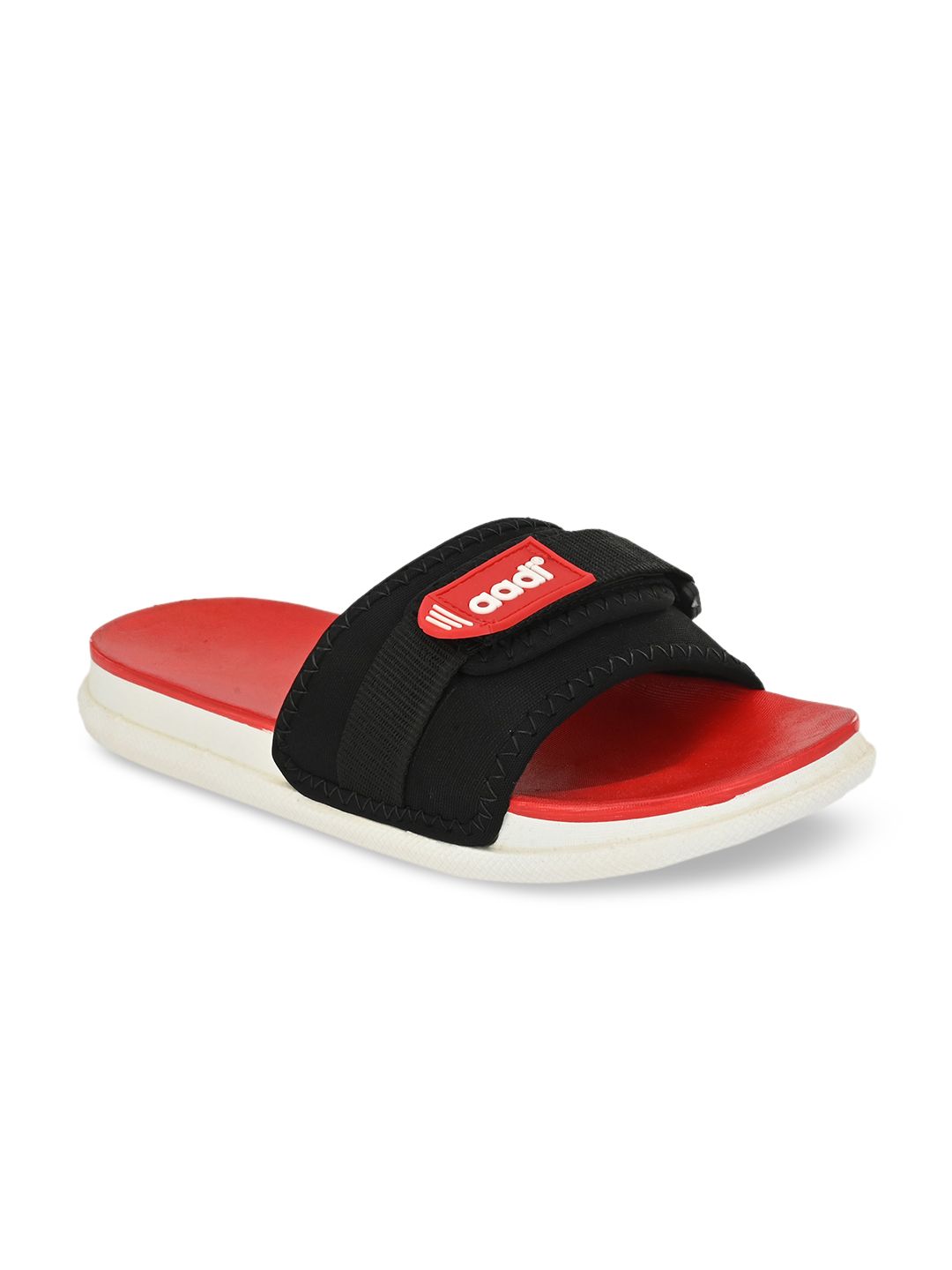 aadi Men Black & Red Solid Sliders-picture-57