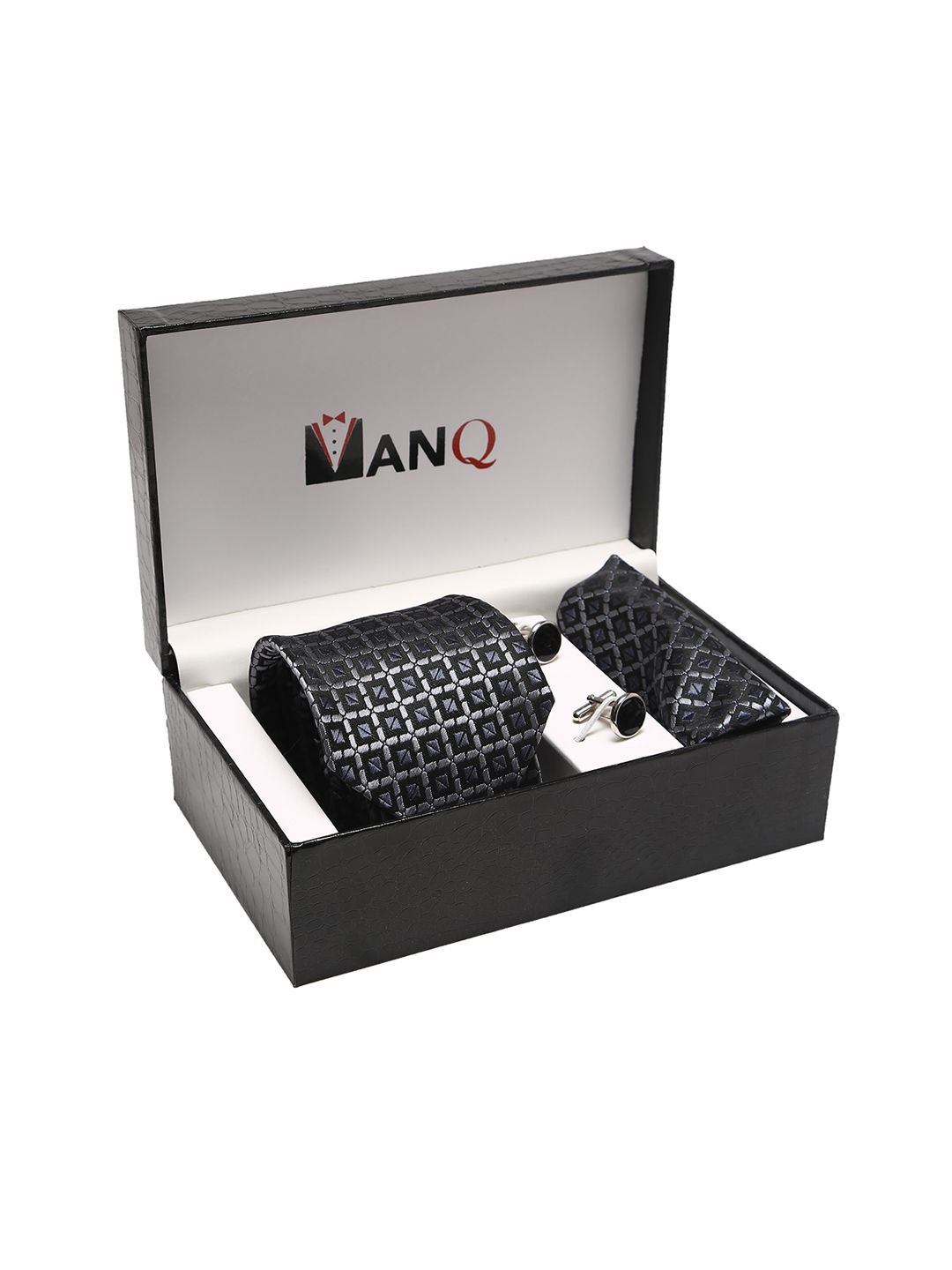 MANQ Men Black & Grey Geometric Accessory Gift Set-picture-22