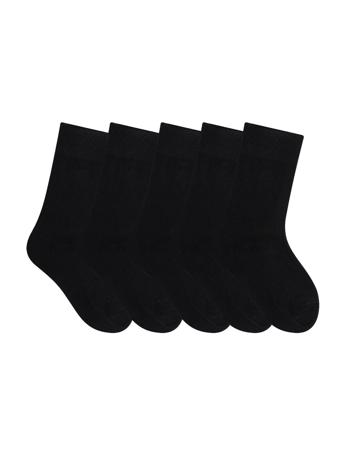 Bonjour Kids Pack of 5 Black Solid Above Ankle Length School Socks-picture-17