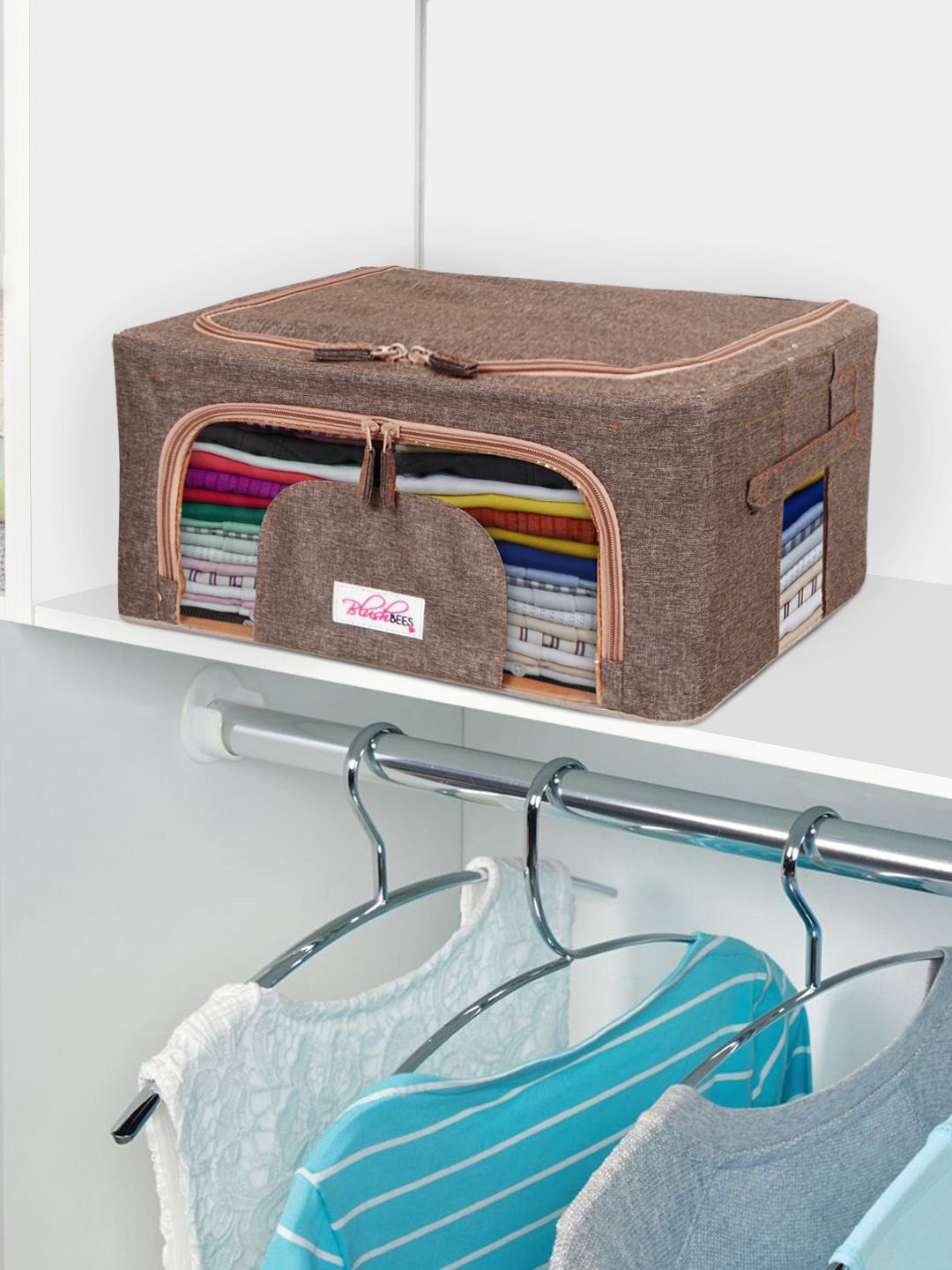 BlushBees Brown Solid Storage Box For Clothes-image-19