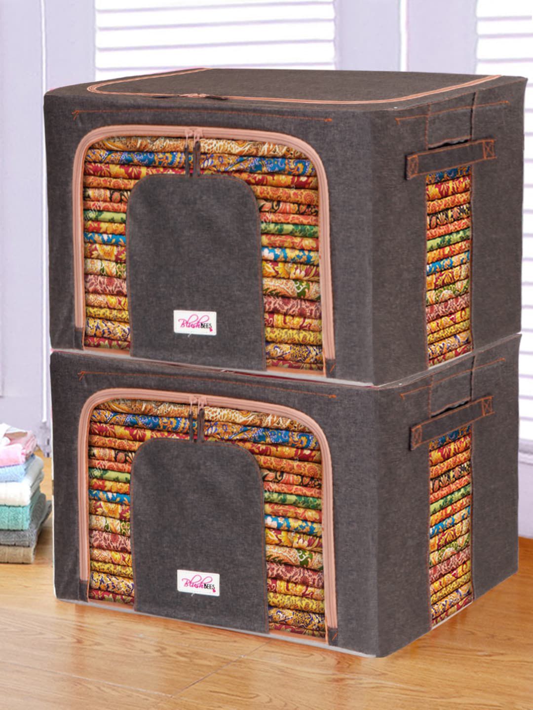 BlushBees Set Of 2 Brown Multi-Utility Wardrobe Organisers-picture-43