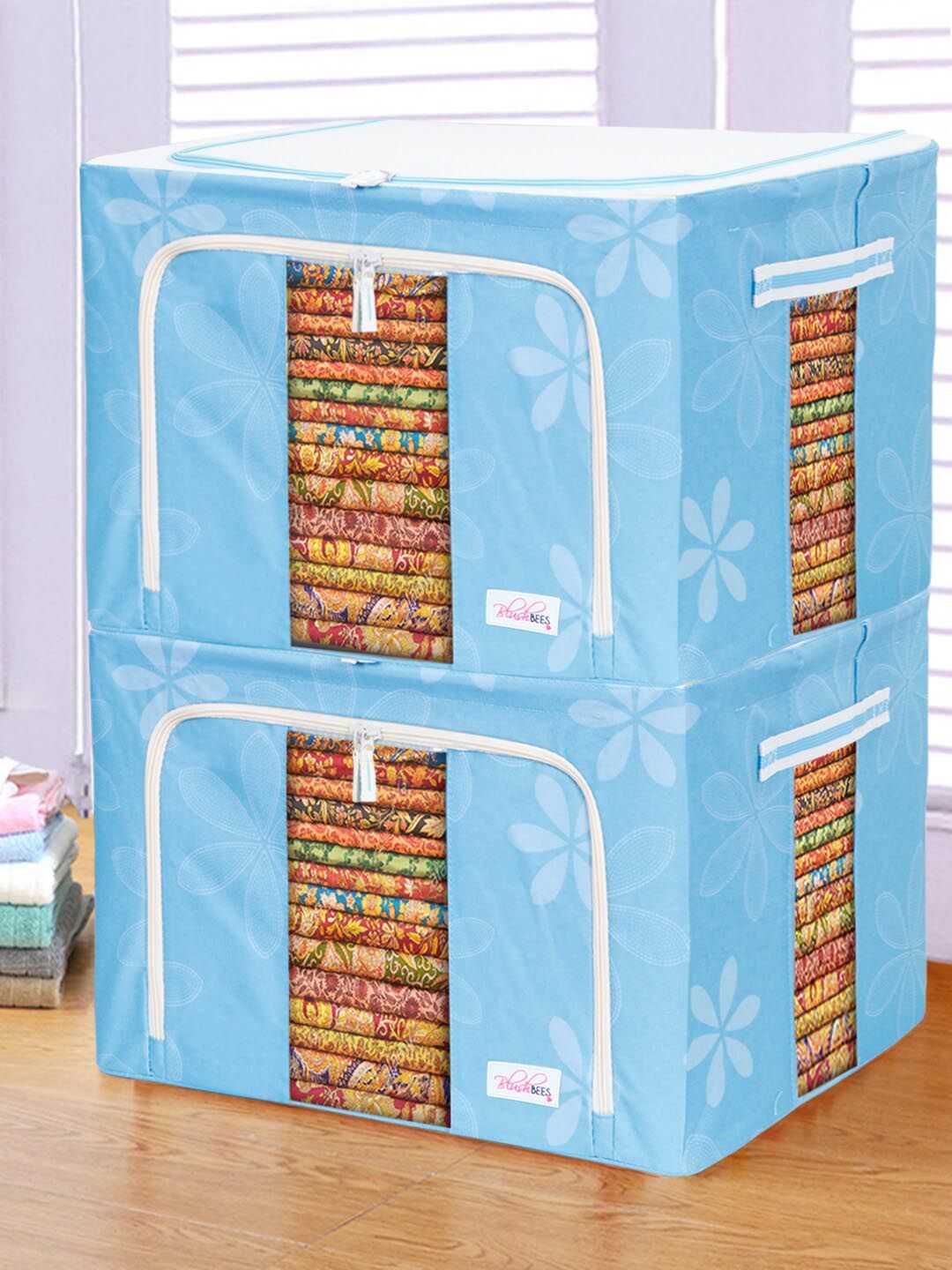 BlushBees Set Of 2 Blue & White Printed Multi-Utility Wardrobe Organisers-image-38
