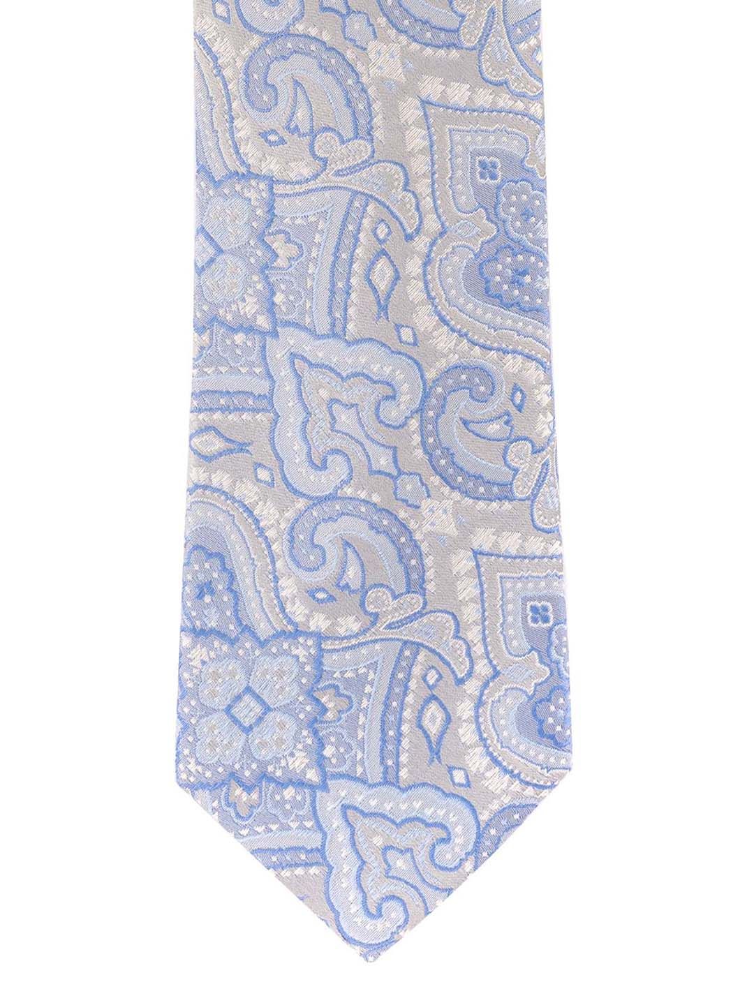The Tie Hub Blue & Grey Woven Design Broad Tie-picture-23