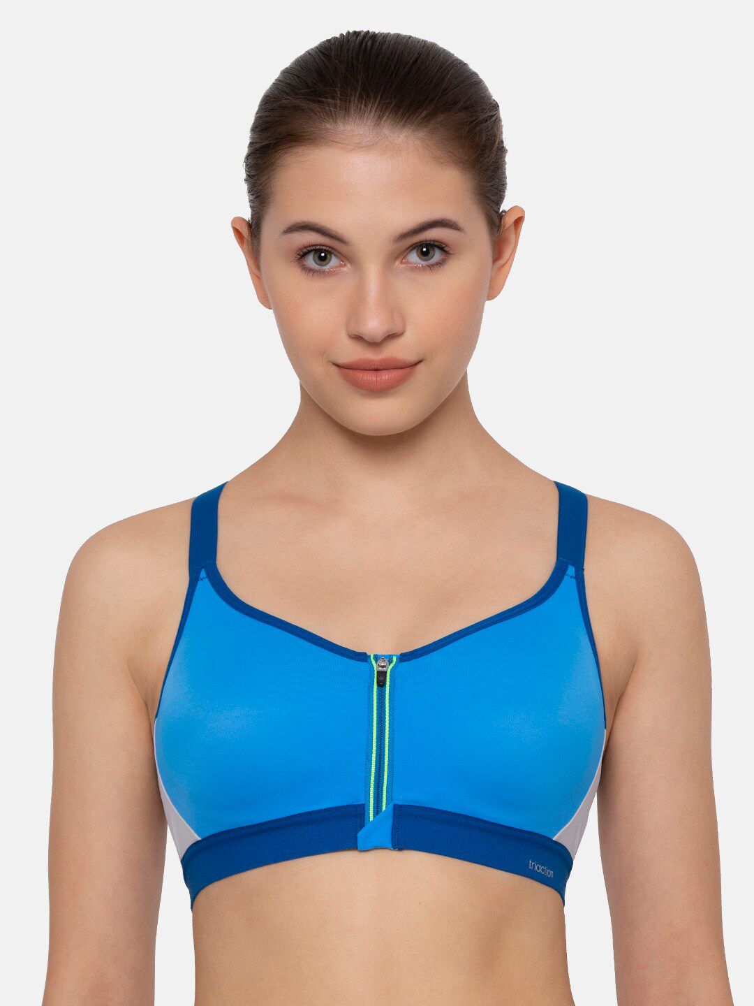 Buy Triumph Triumph Blue Solid Non-Wired Lightly Padded Sports Bra 118I048  M9 at Redfynd