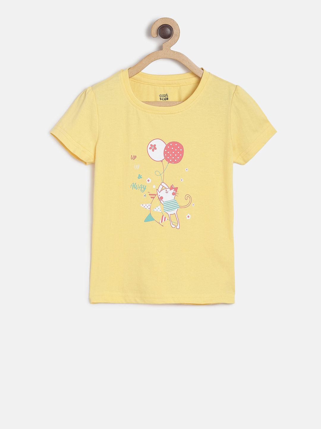 MINI KLUB Girls Yellow Printed Pure Cotton Top-image-24
