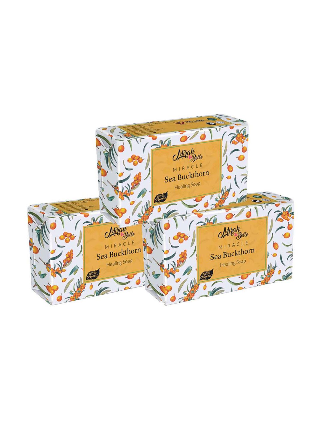 Mirah Belle Pack of 3 Yellow Sea Buckthorn Healing Soap 125 gm-picture-41