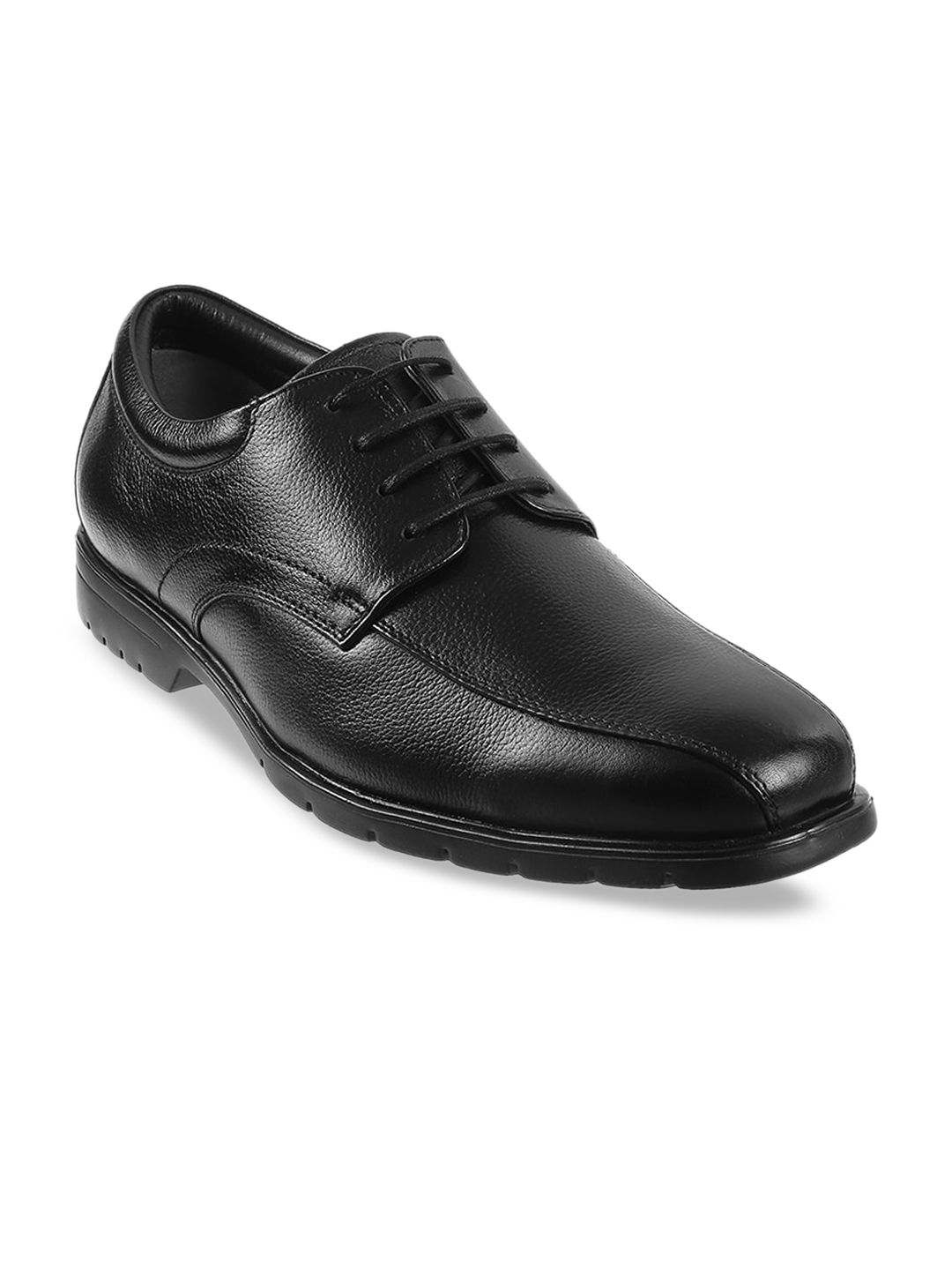 J.FONTINI Men Black Solid Leather Formal Derbys-picture-22