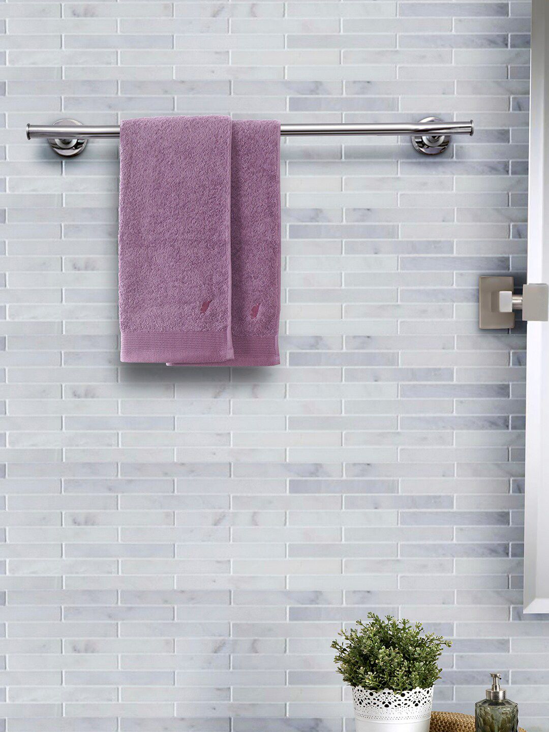 MASPAR Set Of 2 Purple 550 GSM Hand Towels-image-13