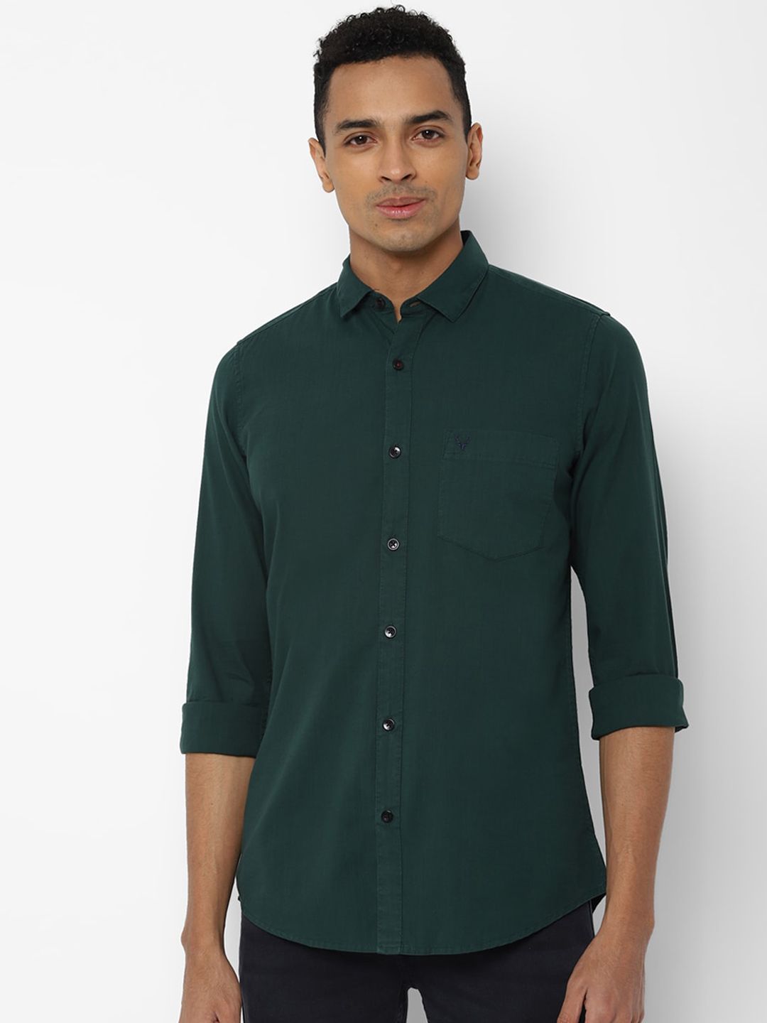 Allen Solly Men Green Regular Fit Solid Casual Shirt-picture-20