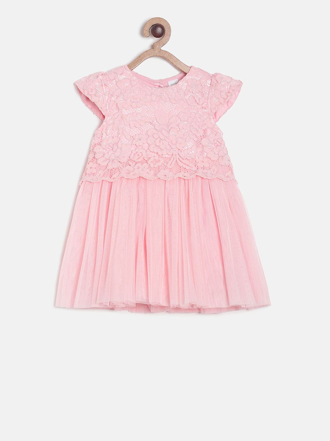MINI KLUB Girls Pink Self Design Fit and Flare Dress-picture-22