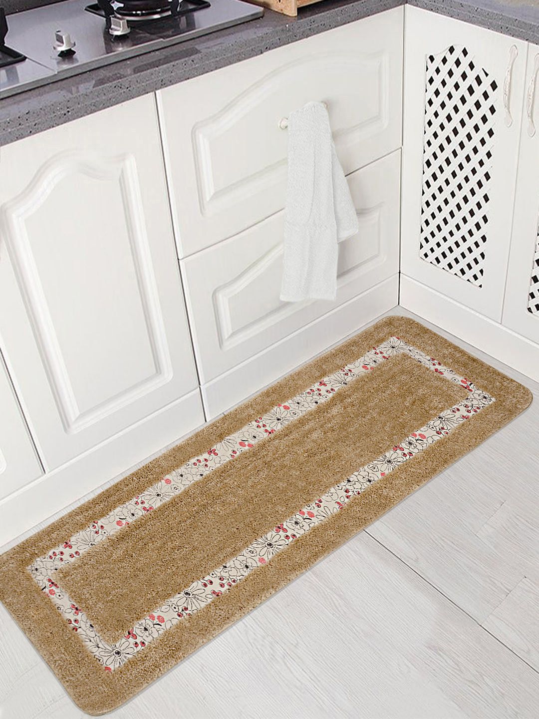 Saral Home Beige Floral Print Anti-Skid Floor Runner-picture-13