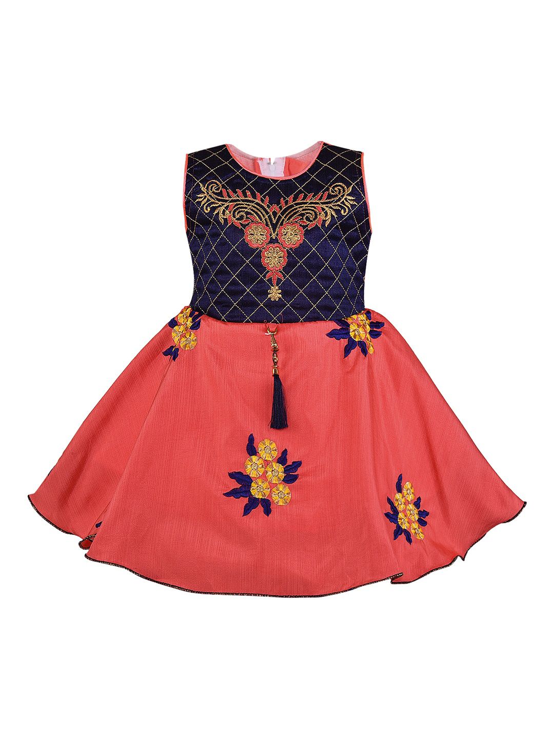 Wish Karo Girls Red Embellished Fit and Flare Dress-picture-23
