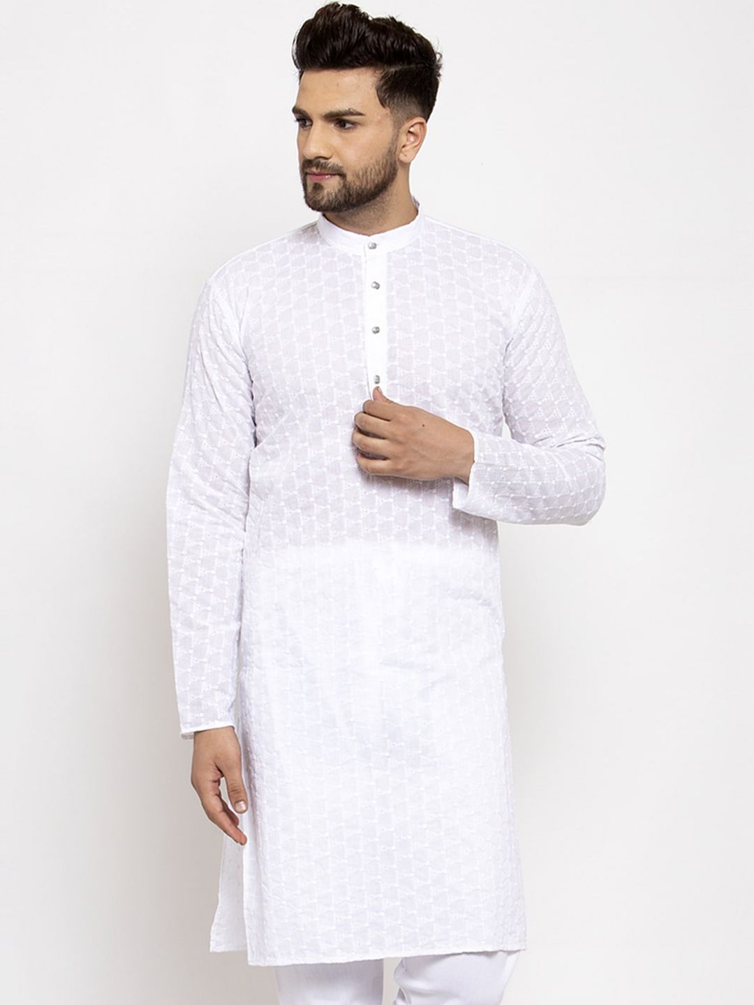 Jompers Men White Solid Straight Kurta-picture-35